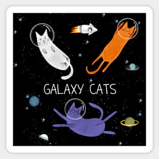 Cats in space. Cute typographi print with cats astronaut. Sticker